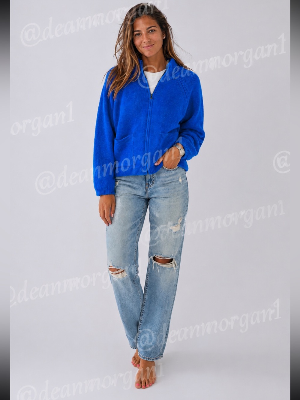 free people We The Free On It Zip-Up Cardigan sapphire blue size small - Picture 2 of 13